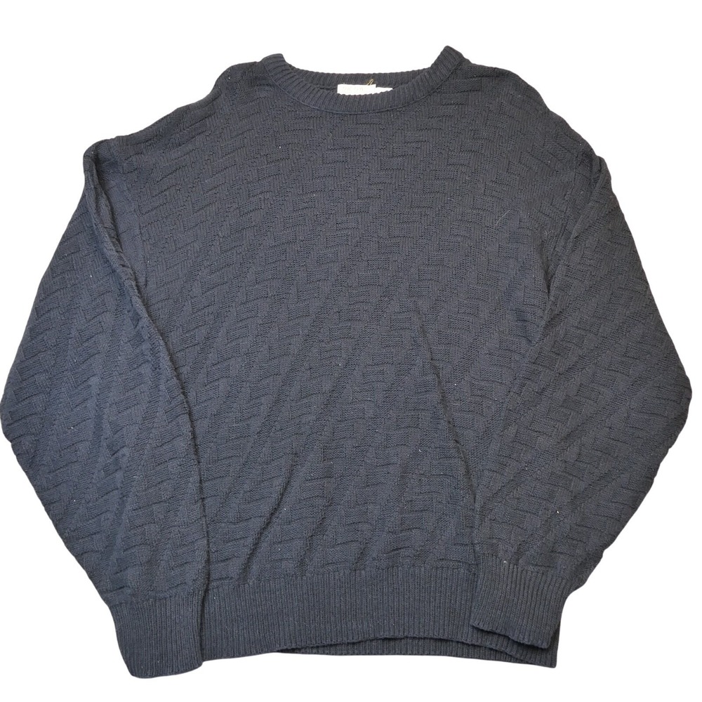 The Fox Collection Knit Sweater Herringbone Pattern Cotton Medium‎